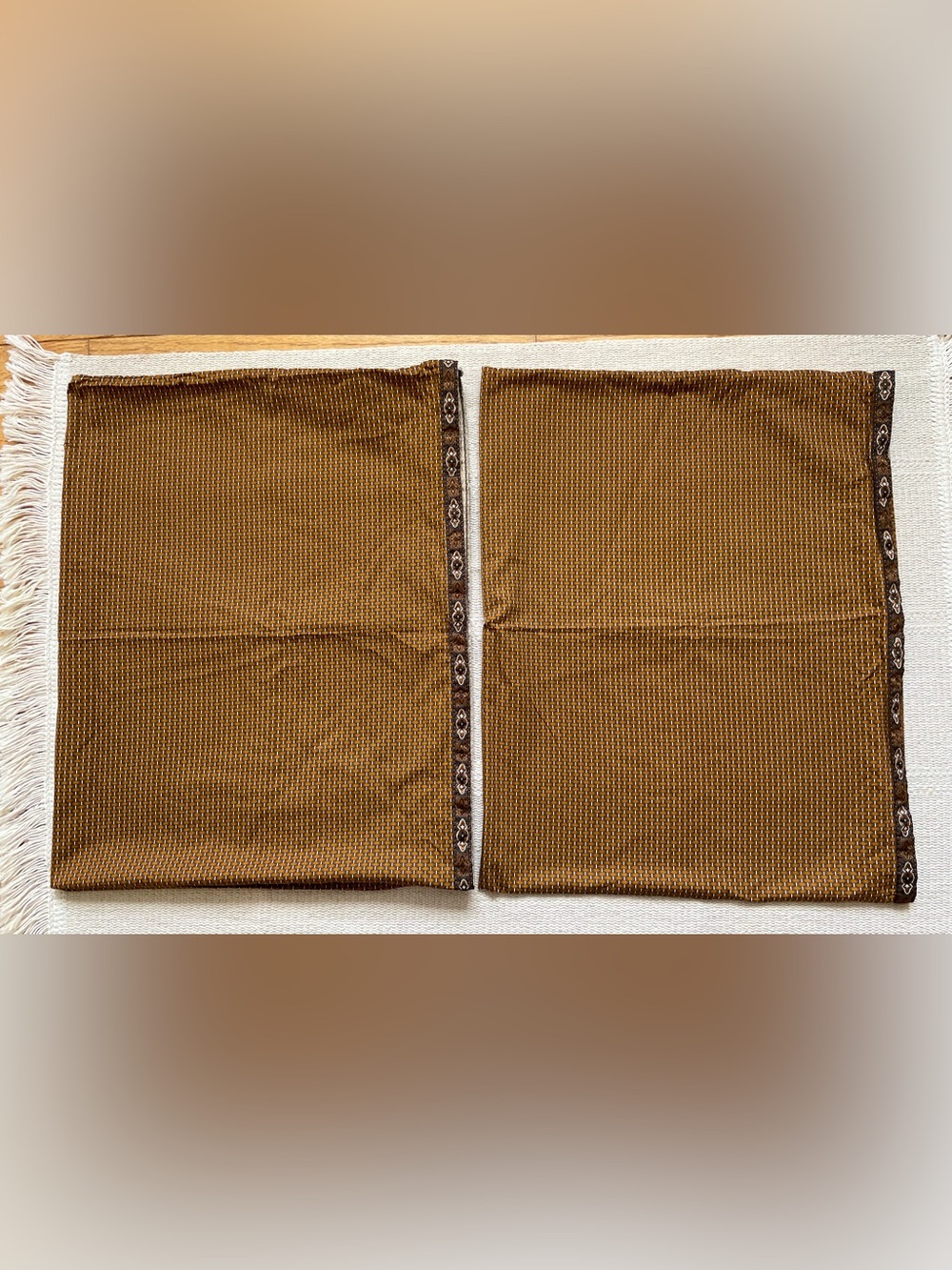 Ralph Lauren Village Mews Brown Copper Foulard Standard Pillow Cases Excellent